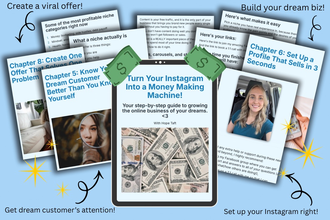 Launch Your Successful Instagram Business in 7 Days guide — chapters, niche ideas, profile setup and more